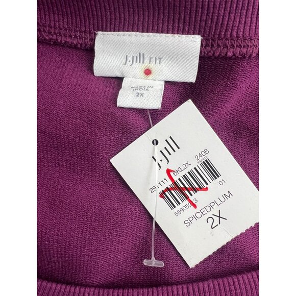 J. Jill FIT French Terry Pullover Top Burgundy Plum Womens Size 2X NWT - Picture 5 of 7